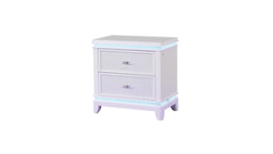 English Elm OPIUM Queen 5-Pc Bedroom Set in Milky White with LED Headboard, Mirror, Dresser, Nightstand, Chest B009S01219