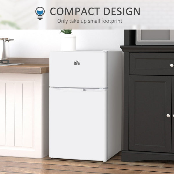 English Elm Double Door Compact Refrigerator 3.2 Cu Ft with Freezer and Reversible Hinge for Dorm W2225141451