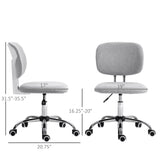 English Elm Cute Armless Office Chair, Teddy Fleece Fabric Computer Desk Chair, Vanity Task Chair With Adjustable Height, Swivel Wheels, Mid Back, Light Gray