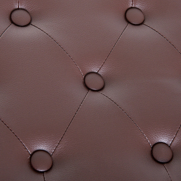 English Elm Piano Duet Bench with Tufted Faux Leather Seat and Glossy Rubberwood Frame — Lightweight, Durable Performance Seat Brown W2225141448