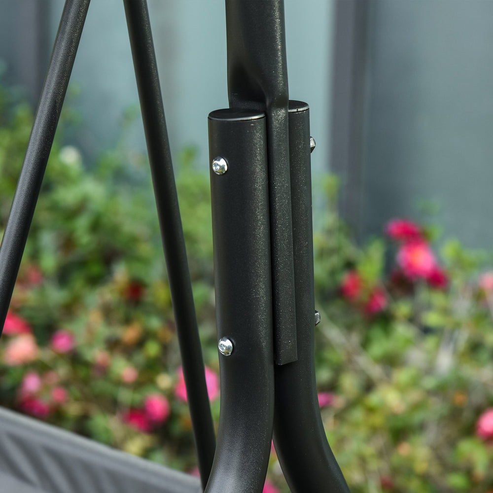 English Elm 3-Person Steel Porch Swing with Adjustable Tilt Canopy, 3-Seat Outdoor Bench for Patio Relaxation W2225141404