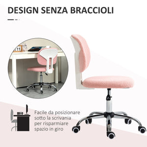 English Elm Cute Plush Fleece Armless Task Chair Foam Padded Swivel Seat for Vanity Desk W2225141240