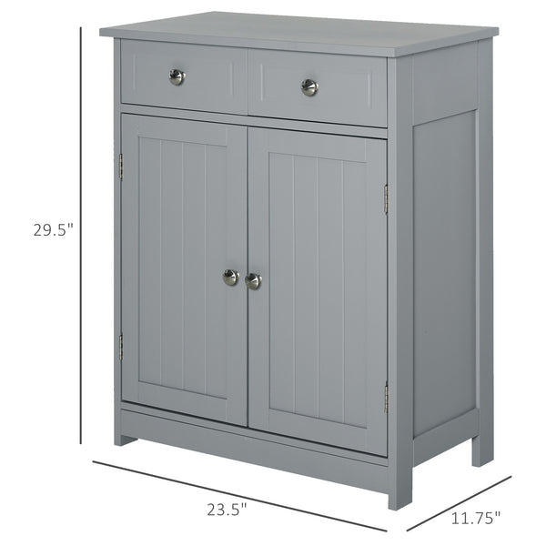 English Elm Kleankin Bathroom Floor Cabinet - Stylish Freestanding Storage With 2 Doors, Drawers & Adjustable Shelf W2225141216
