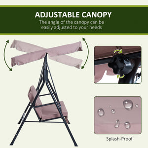 English Elm 3-Seat Cushioned Outdoor Patio Swing with Adjustable Tilt Canopy, Steel A-Frame, Removable Covers W2225141405