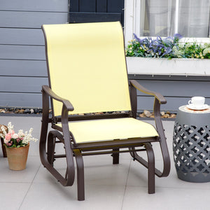 English Elm Outdoor Swing Glider Chair Steel Frame Patio Rocking Mesh Seat 330lb Capacity Weatherproof Comfort Beige W2225141383
