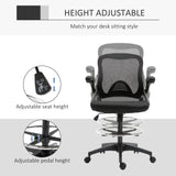 English Elm Mesh Drafting Chair, Tall Office Chair With Lumbar Support, Flip-Up Armrests, Footrest Ring and Adjustable Seat Height, Black