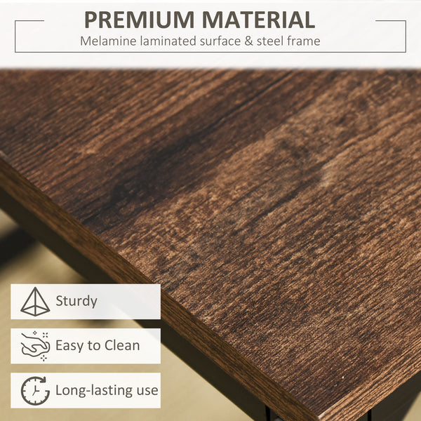 English Elm 5-Piece Industrial Dining Set with Bar Table & 4 Space-Saving Stools, Rustic Brown Wood/Steel Finish W2225141468