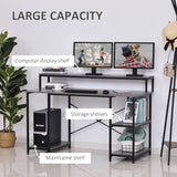 English Elm 55 Inch Home Office Computer Desk Study Writing Workstation With Storage Shelves, Elevated Monitor Shelf, Cpu Stand, Durable X-Shaped Construction, Grey Wood Grain