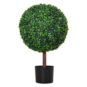 English Elm 23.5" Boxwood Topiary Ball Tree with Nursery Pot, Lifelike Faux Plant for Home, Patio & Garden Decor W2225141233