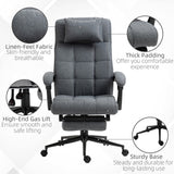 English Elm Executive Linen-Feel Fabric Office Chair High Back Swivel Task Chair With Adjustable Height Upholstered Retractable Footrest, Headrest and Padded Armrest, Dark Grey