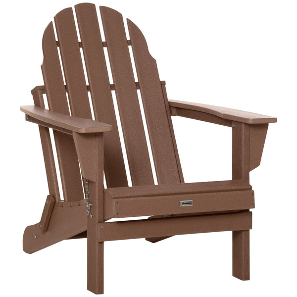 English Elm Folding Adirondack Chair - Weather-Resistant Hdpe, Portable & Stylish Faux Wood For Outdoor Relaxation W2225141379