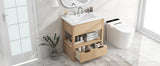 English Elm 30" Bathroom Vanity With Sink Top, Bathroom Cabinet With Open Storage Shelf and Two Drawers, One Package, Natural