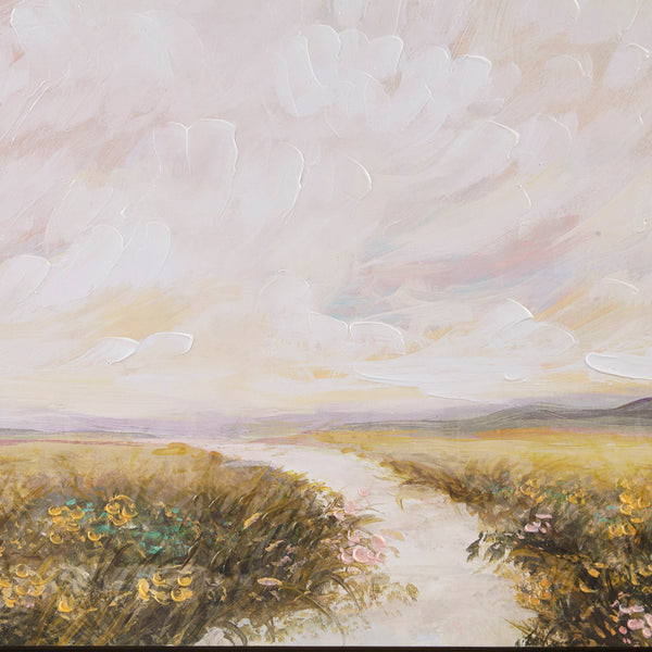 English Elm Hand Embellished Framed Canvas by KATIJA BJELAJAC Madison Park – Serene Abstract Landscape Art, 40"x27" Ready-to-Hang, Brown Frame B035129252