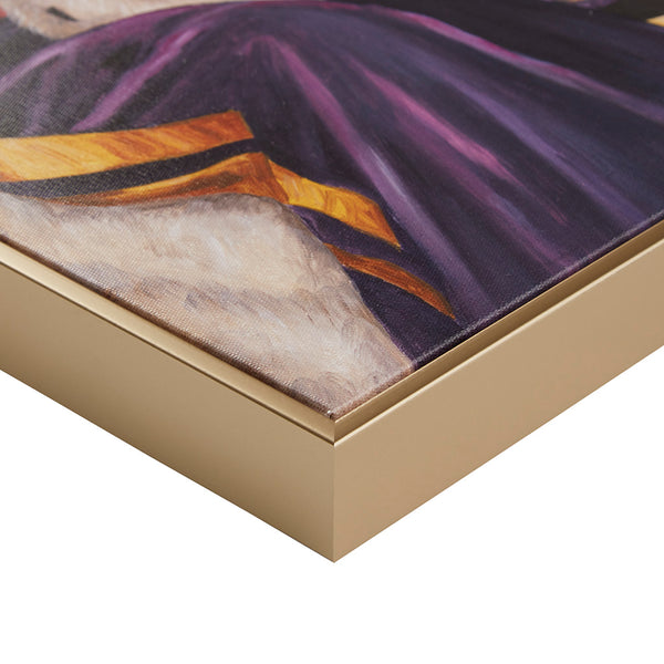 English Elm King King Charles Spaniel III Framed Canvas Wall Art - Regal Cavalier Portrait with Gold Embossed Frame, Ready to Hang B035129237