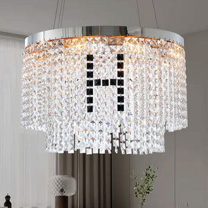 English Elm Modern Crystal Chandelier – Elegant Round Light Fixture For Luxurious Home Decor & Versatile Spaces W2312141710