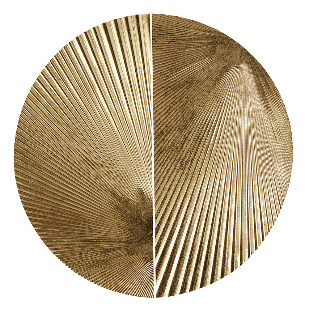 English Elm Half-moon Gold Metal Wall Decor Set – Dimensional 2-Piece Modular Art, 13.75"x27.5", Vertical/Horizontal Options B035129217