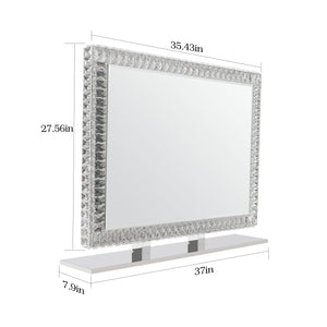 English Elm LED Crystal Vanity Mirror with Touch Dimmer, Adjustable Warm-Cool LED Lighting, Mountable Luxury W2312141738