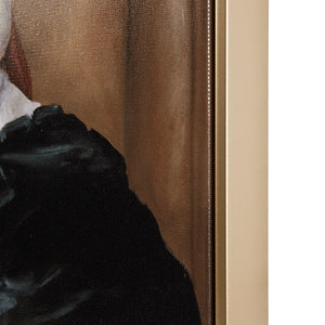 English Elm Captain's Guard Pug regal framed canvas wall art in gold frame, imperial toga portrait for living rooms B035129236