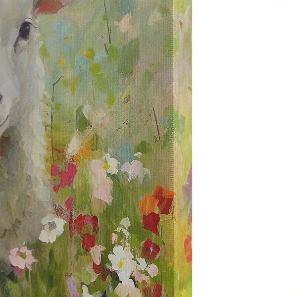 English Elm Lamb Charming Canvas Wall Art by Tessa Kane 16x16" – Floral Field Nursery Decor with Prehung Hanger, Indoor Serenity B035129244