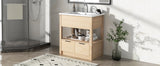 English Elm 30" Bathroom Vanity With Sink Top, Bathroom Cabinet With Open Storage Shelf and Two Drawers, One Package, Natural (Old Sku:Wf311619Aad)