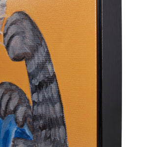 English Elm Rosie Denim-Clad Cat Portrait Framed Canvas Wall Art, 16.5x20.5, Polka Dot Bandanna, Empowering Decor B035129240