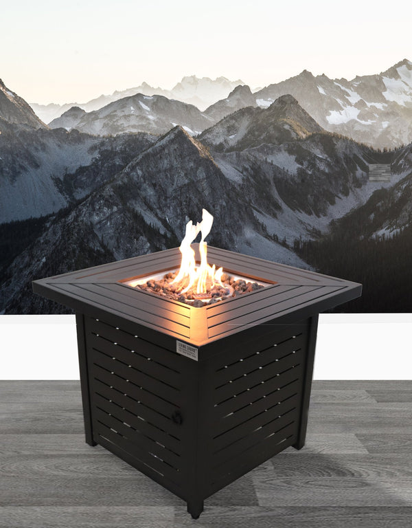 English Elm 25" Steel Propane/Natural Gas Fire Pit Table with 40,000 BTU, powder-coated, lava rocks, cover, ETL-listed B120141569