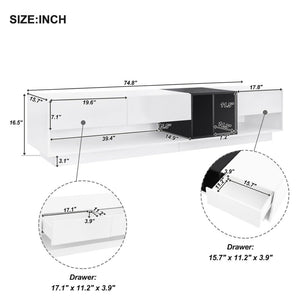English Elm On-trend Two-tone Media Console with Push Open Drawers Fits Tvs up to 80 Inches White WF311772AAK