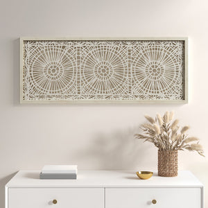 English Elm Framed INK+IVY Henna Rice Paper Medallion Shadow Box Wall Art — Handcrafted Boho Texture, Ready to Hang B035129216
