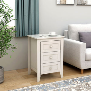 English Elm White 3 Drawer Nightstand with Built-in Usb Charging Station for Modern Bedrooms W141260296