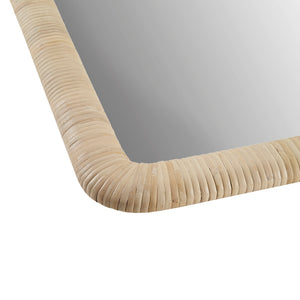 English Elm Natural Rattan Rectangle Wall Mirror with Rounded Corners, Vertical/Horizontal Mounting, 26x39" Decor B035129254