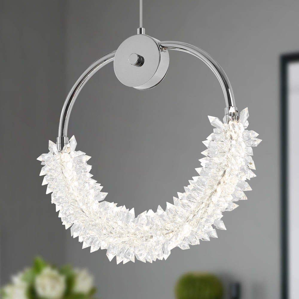 English Elm Modern Crystal Chandelier Bedside Lamp - Elegant Led Hanging Light For Bedrooms & Dining Spaces W2312141685