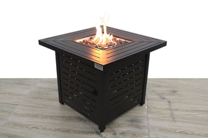 English Elm 25" Steel Propane/Natural Gas Fire Pit Table with 40,000 BTU, powder-coated, lava rocks, cover, ETL-listed B120141569