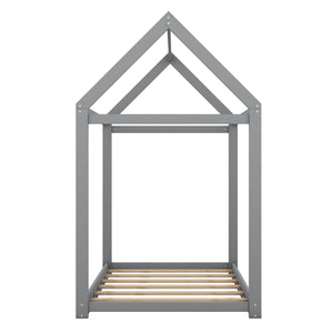 English Elm Twin House Bed Pine Wood Frame with Peaked Roofline Low Profile Kids Bedroom WF197557AAE