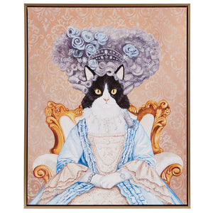English Elm Bridger Royal Cat Portrait Framed Canvas Wall Art – Renaissance Feline with Gold Frame, 16.5"x20.5" B035129235