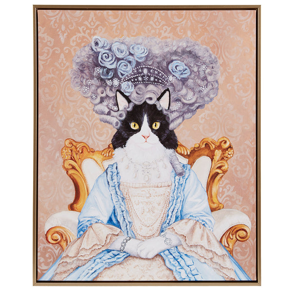 English Elm Bridger Royal Cat Portrait Framed Canvas Wall Art – Renaissance Feline with Gold Frame, 16.5"x20.5" B035129235