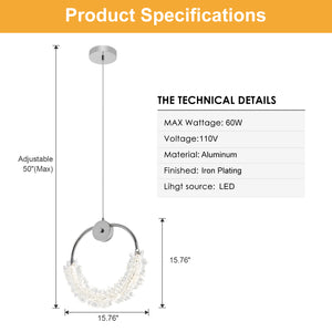 English Elm Modern Crystal Chandelier Bedside Lamp - Elegant Led Hanging Light For Bedrooms & Dining Spaces W2312141685