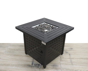 English Elm 25" Steel Propane/Natural Gas Fire Pit Table with 40,000 BTU, powder-coated, lava rocks, cover, ETL-listed B120141569