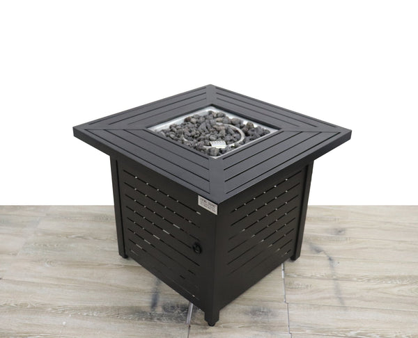 English Elm 25" Steel Propane/Natural Gas Fire Pit Table with 40,000 BTU, powder-coated, lava rocks, cover, ETL-listed B120141569