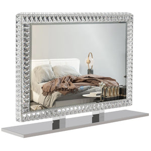 English Elm LED Crystal Vanity Mirror with Touch Dimmer, Adjustable Warm-Cool LED Lighting, Mountable Luxury W2312141738