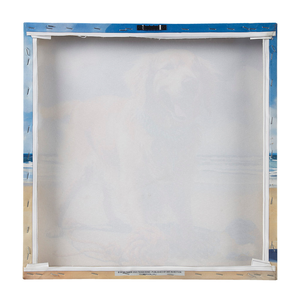 English Elm Golden Retriever Beach Canvas Wall Art by Tessa Kane — Playful Sunshine Dog Decor, 16x16, Easy Hang Decor B035129231
