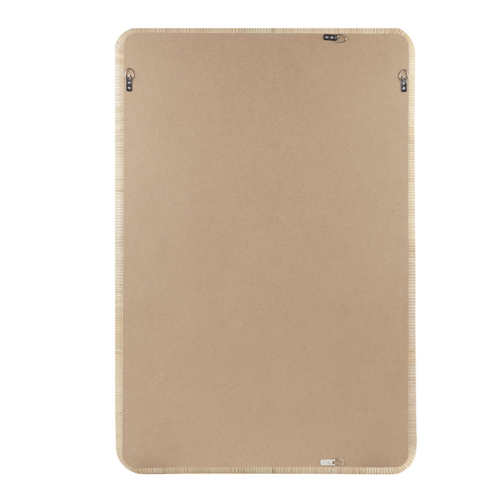 English Elm Natural Rattan Rectangle Wall Mirror with Rounded Corners, Vertical/Horizontal Mounting, 26x39" Decor B035129254