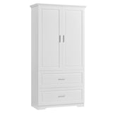 English Elm Tall Bathroom Storage Cabinet, Cabinet With Two Doors and Drawers, Adjustable Shelf, Mdf Board, White(Old Sku:Wf310828Aak)