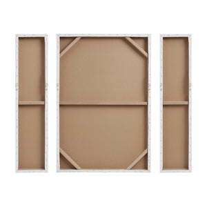 English Elm Hand Silver Sand 3-Piece Hand Embellished Abstract Canvas Set with Gel Texture, Zen Burst for Living Room Decor B035129226