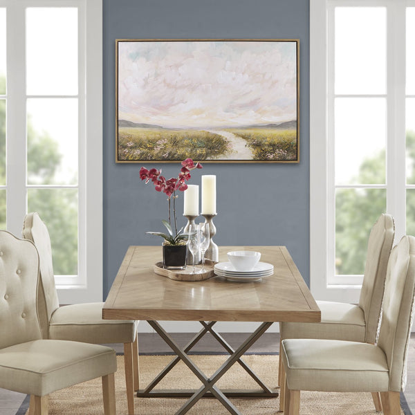 English Elm Hand Embellished Framed Canvas by KATIJA BJELAJAC Madison Park – Serene Abstract Landscape Art, 40"x27" Ready-to-Hang, Brown Frame B035129252