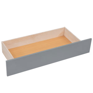 English Elm Queen Wood Storage Platform Bed with LED Lighting, 2 Drawers & Twin Trundle for Space Saving Comfort Gray GX000357AAE