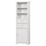 English Elm Tall Bathroom Storage Cabinet,Cabinet With One Door and Two Drawers, Freestanding Storage Adjustable Shelf, Mdf Board,White