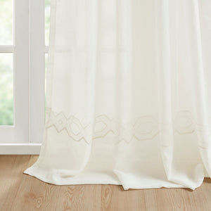 English Elm Embroidery Curtain Panel - Elegant Semi-Sheer Design, Lightweight Polyester, 52"W X 84"L For Any Room B035129648