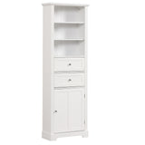 English Elm Tall Bathroom Storage Cabinet,Cabinet With One Door and Two Drawers, Freestanding Storage Adjustable Shelf, Mdf Board,White