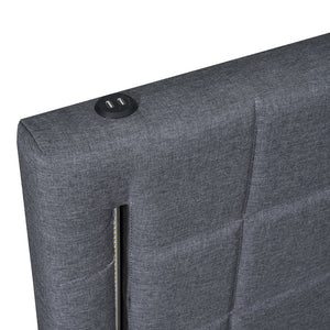 English Elm Queen LED Upholstered Platform Bed with Trundle, USB Ports, Dual Drawers and App-Controlled Lights Gray SF000074AAE