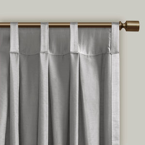 English Elm Pleat Curtain Panel with Tieback Avignon Satin Sheen Box Pleat 52x84 Elegant Textured Drapery Silver 4.72 L x 11.81 W x 11.81 H B035129638